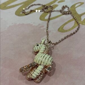 Elegant Gold and Cream Zebra Pendant Necklace
